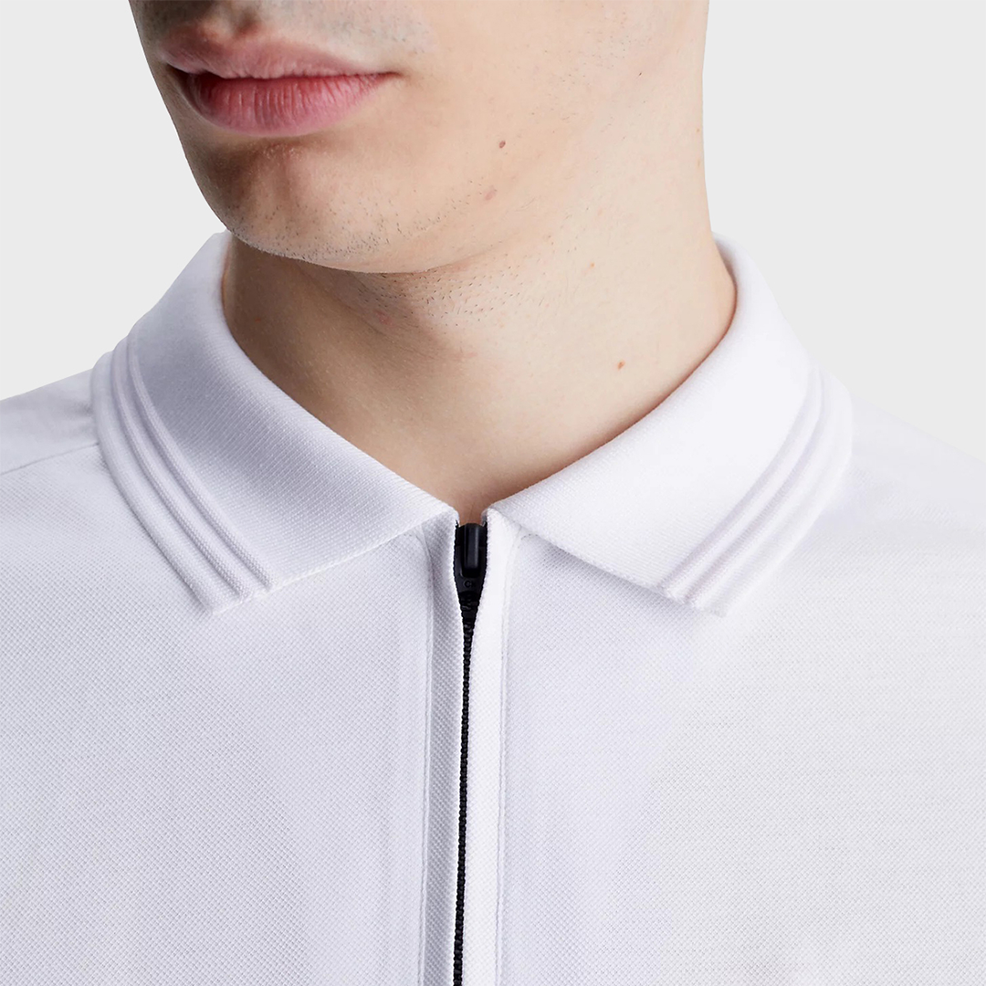 Tech Pique Zip Polo Bright White / L