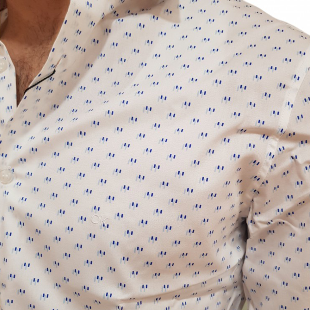 Twill 2Color Print Fitted Shirt Blue / 42