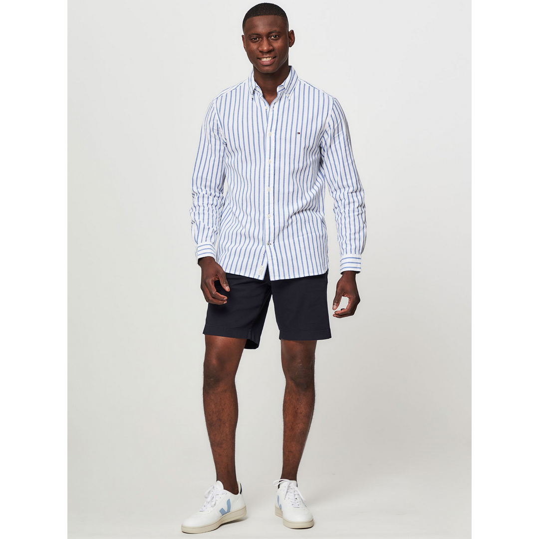 Wo Tone Crinkle Stripe Rf Shirt Optic White / Ultra Blue / L