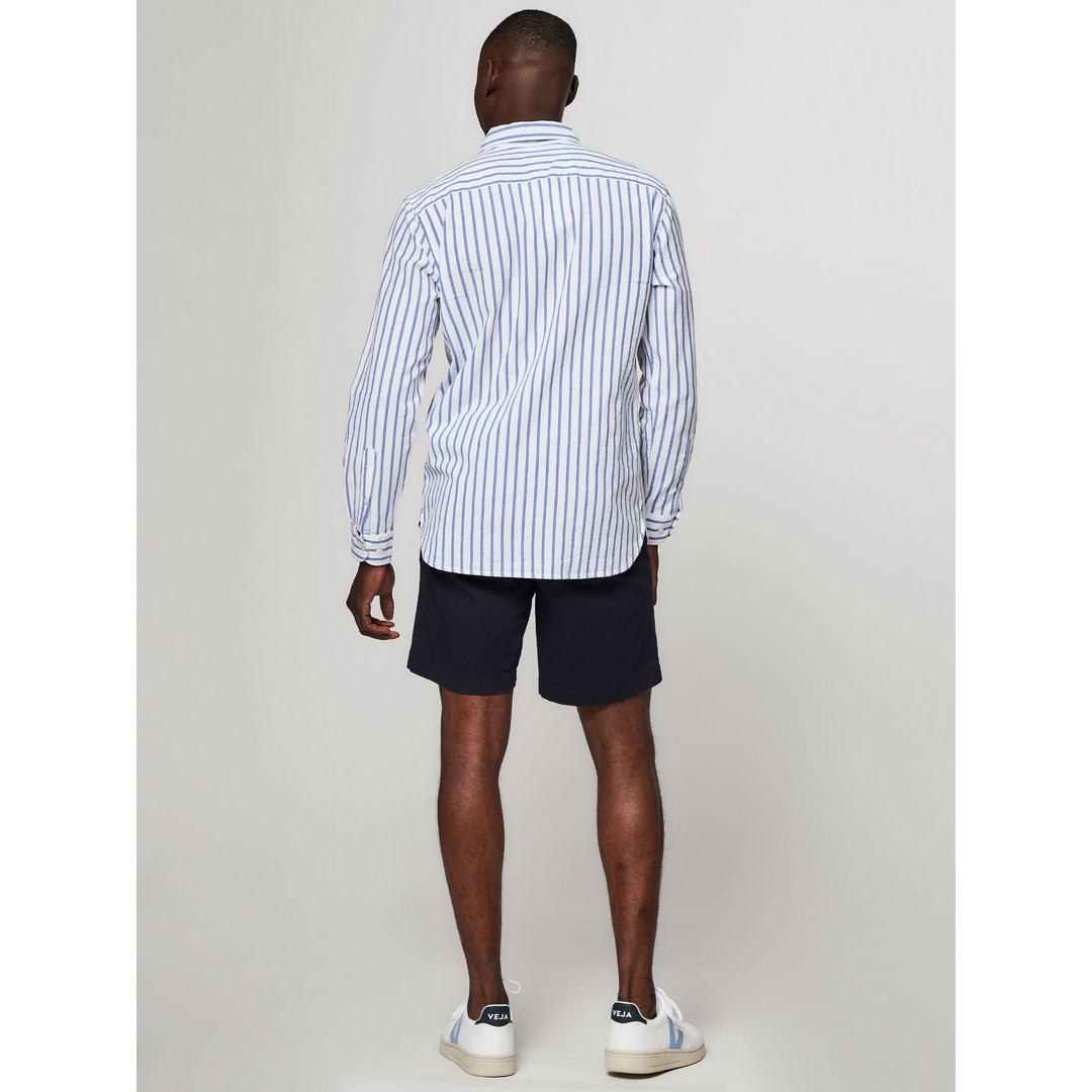 Wo Tone Crinkle Stripe Rf Shirt Optic White / Ultra Blue / L