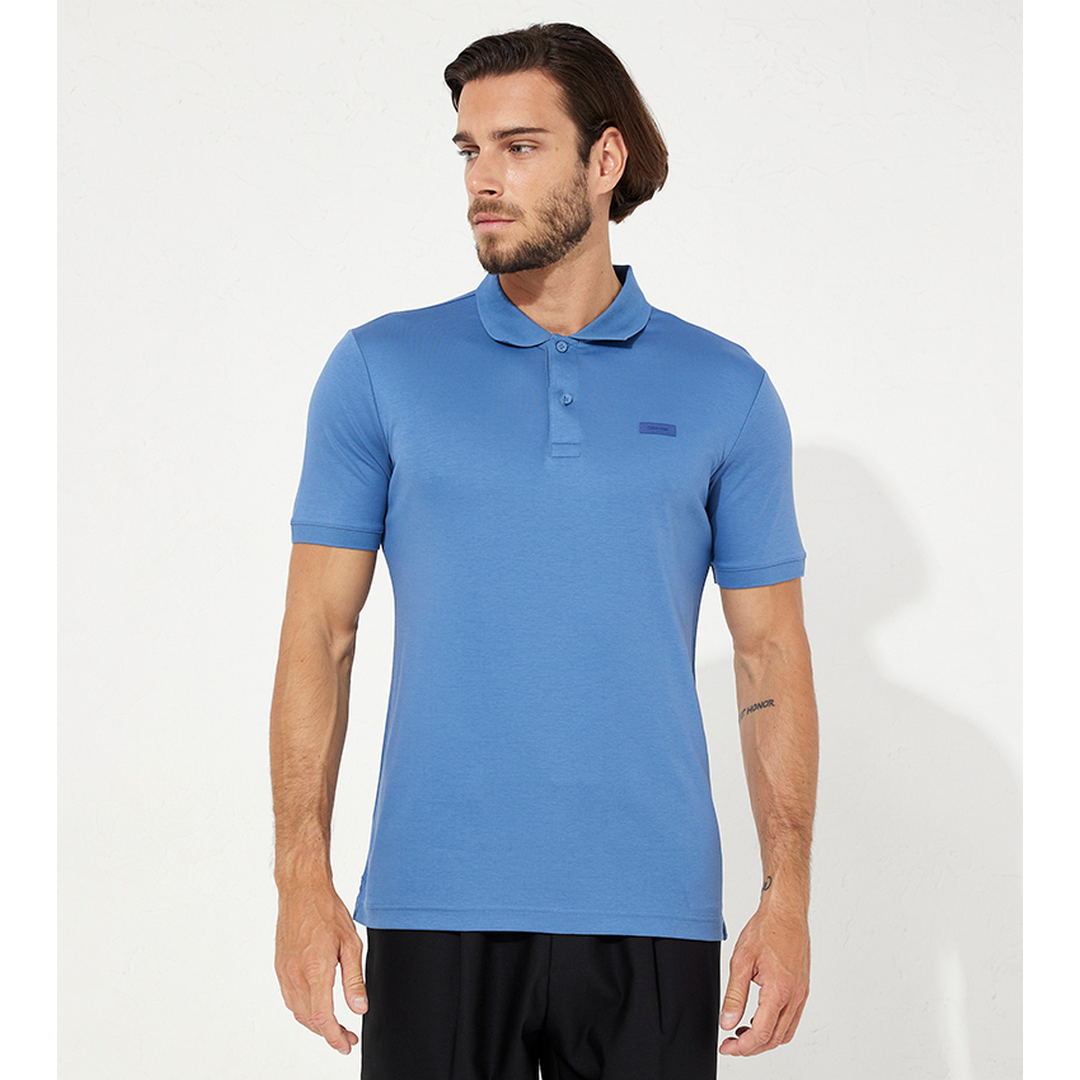 Smooth Cotton  Slim Polo Iron Blue / XL