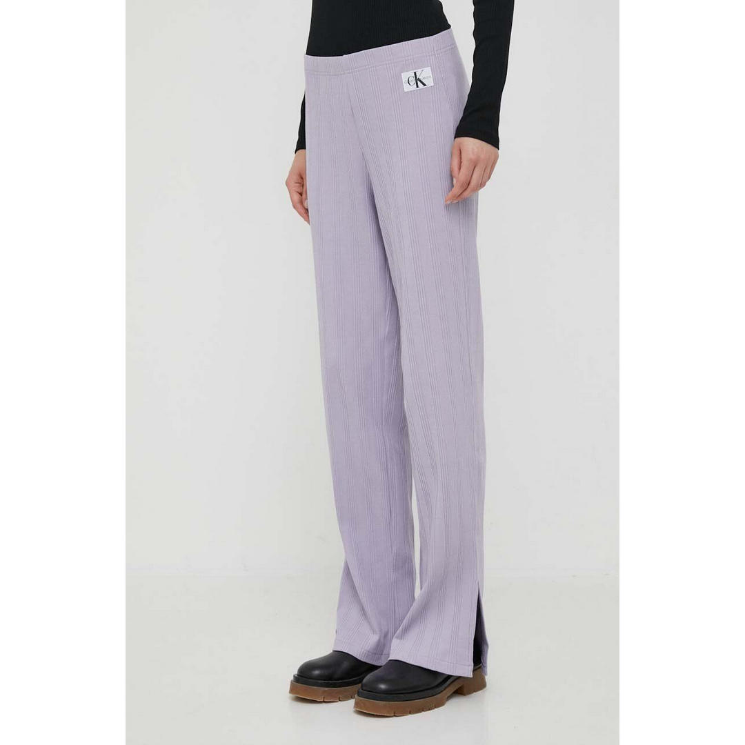 Badge Rib Straight Pants Lavender Aura / L