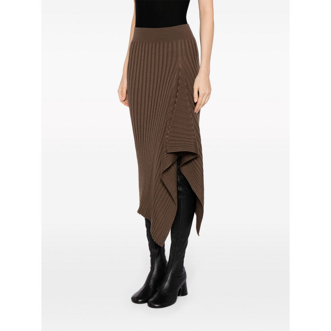 Asymmetric Knit Skir Brown Kelp / L