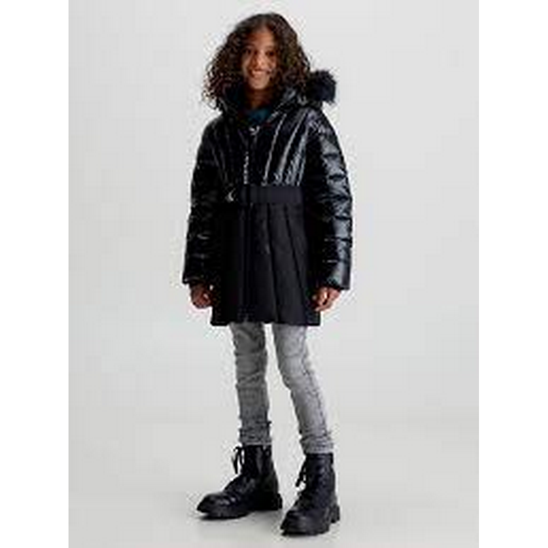 Long Belted Puffer Coat CK BLACK / 8