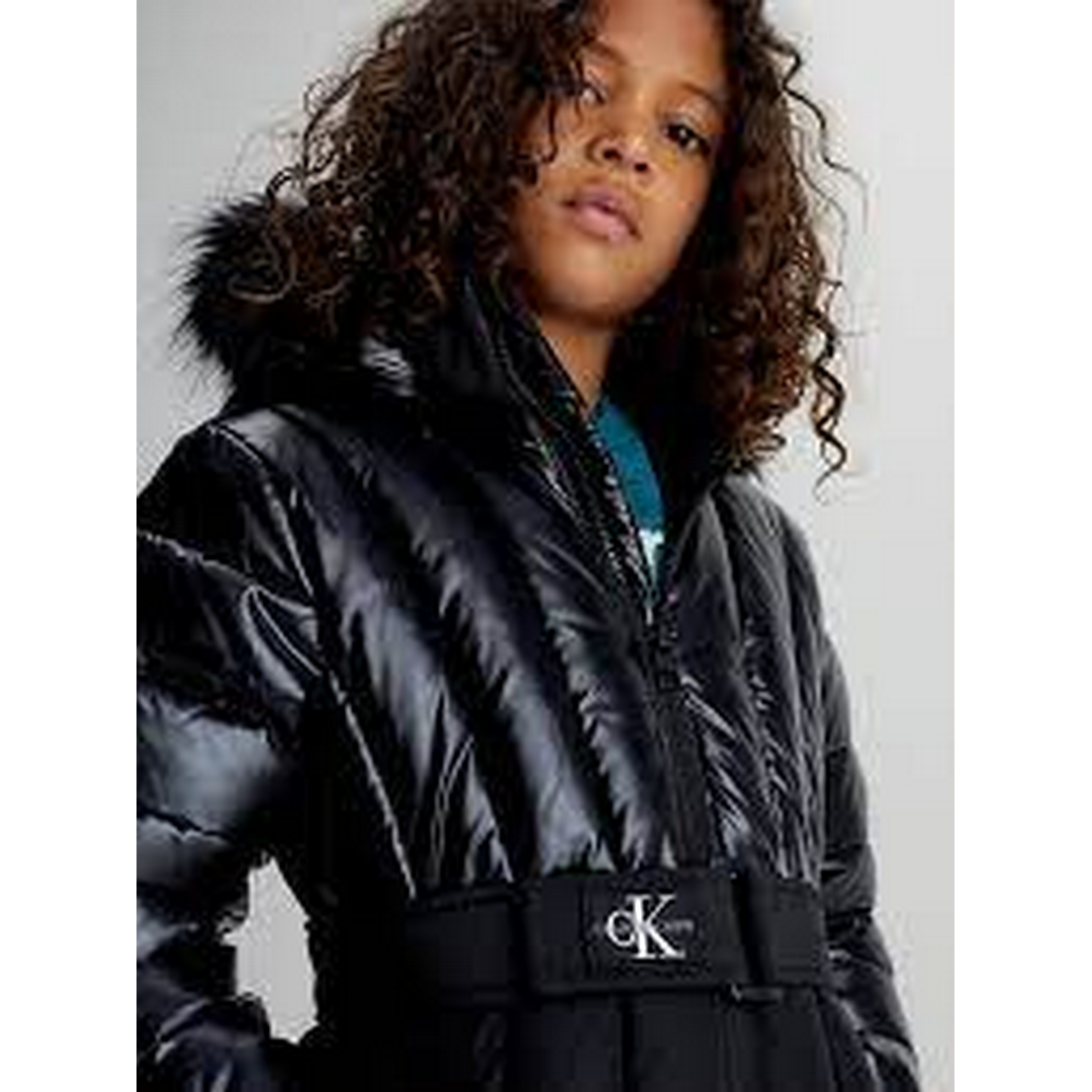 Long Belted Puffer Coat CK BLACK / 8