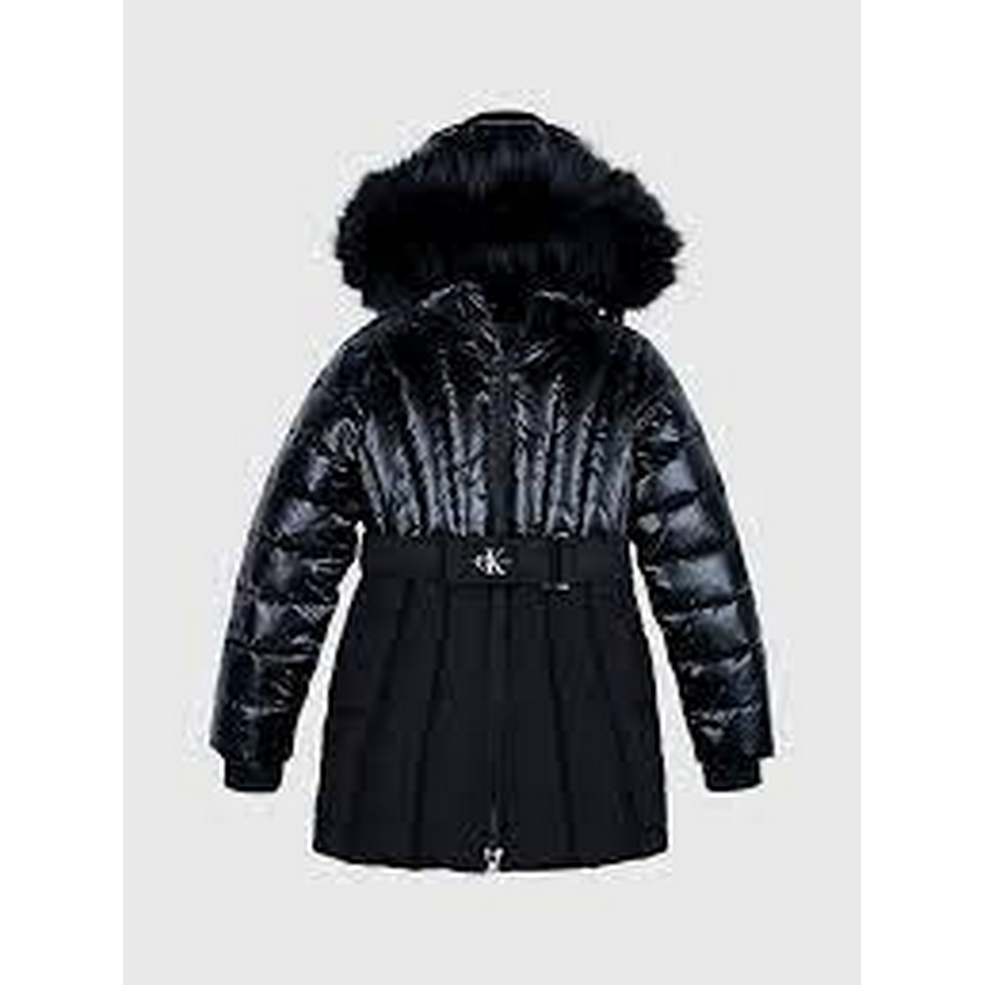 Long Belted Puffer Coat CK BLACK / 8