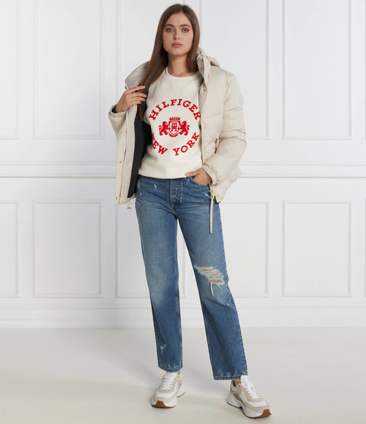 Mdn Reg Varsity Flock Sweatshirt Ancient White / L