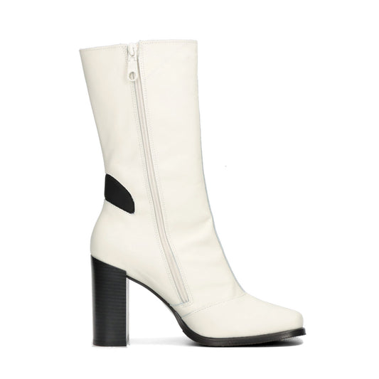 Heel Zip Boot Lth Wn Creamy White/Black / 41