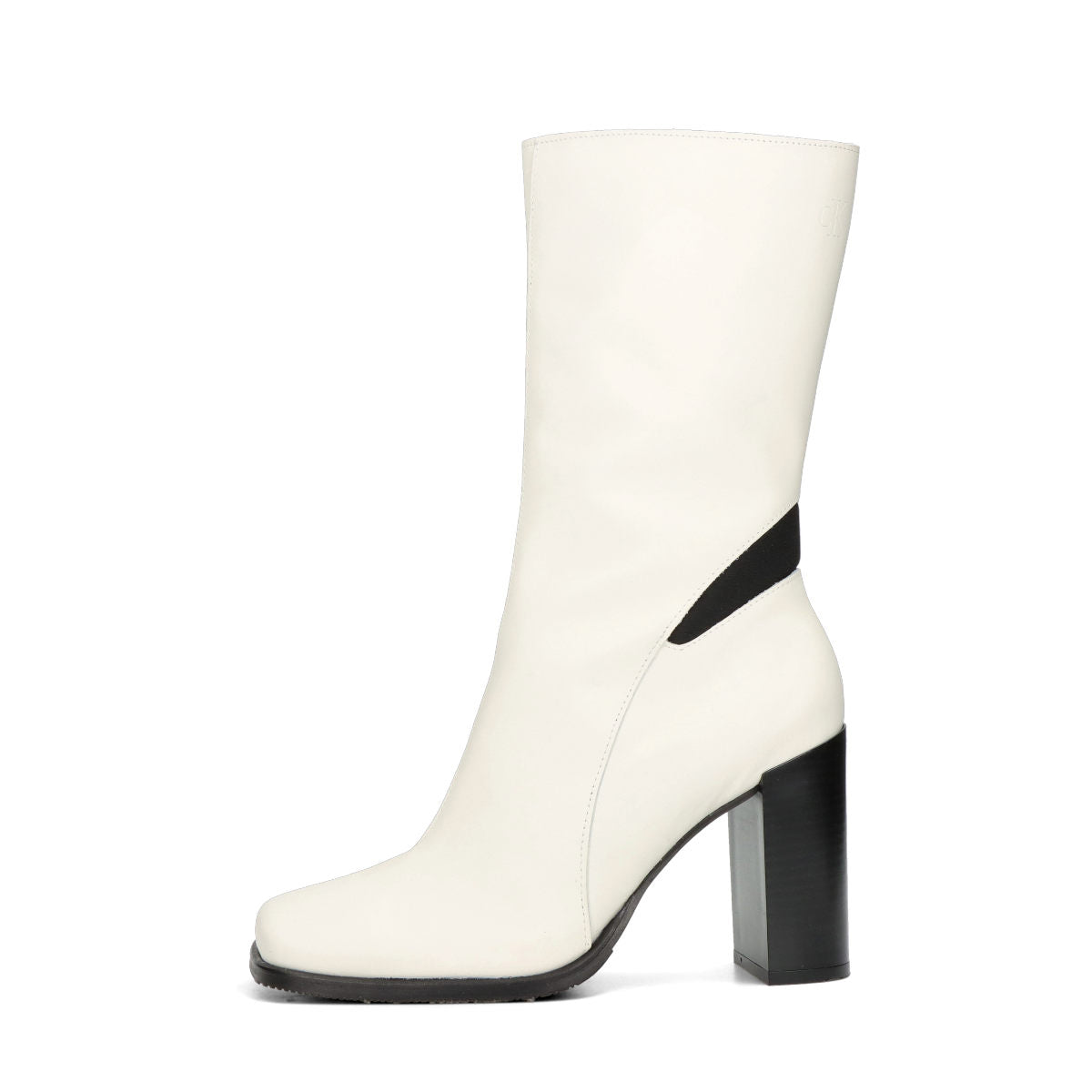 Heel Zip Boot Lth Wn Creamy White/Black / 41