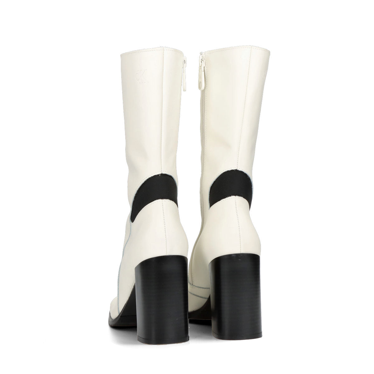 Heel Zip Boot Lth Wn Creamy White/Black / 41