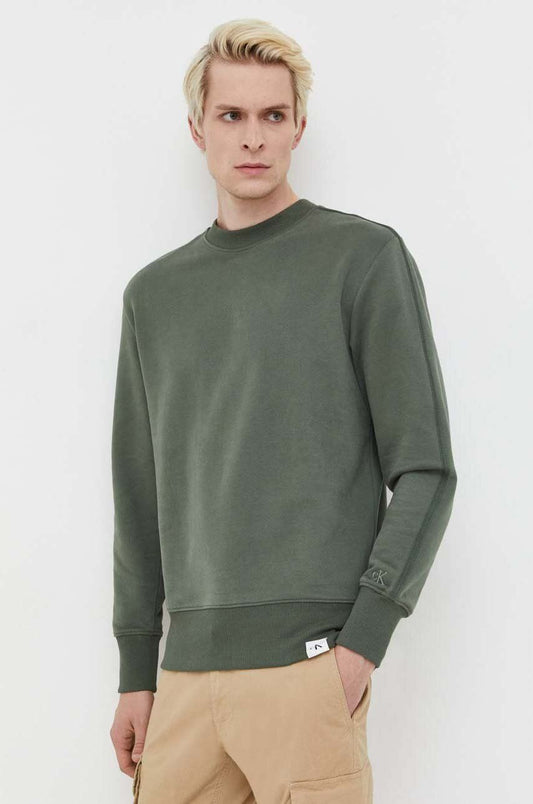 Woven Tab Crew Neck Thyme / L