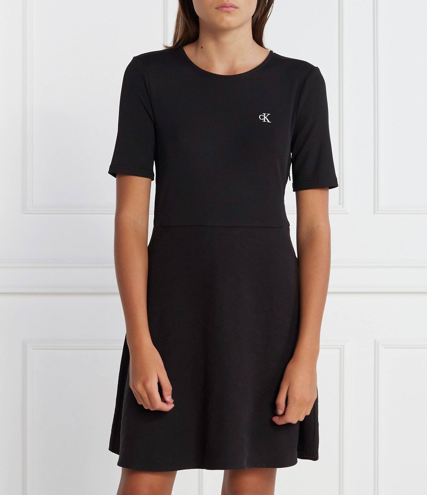 Short Sleeve Logo Elastic Dress Ck Black / L