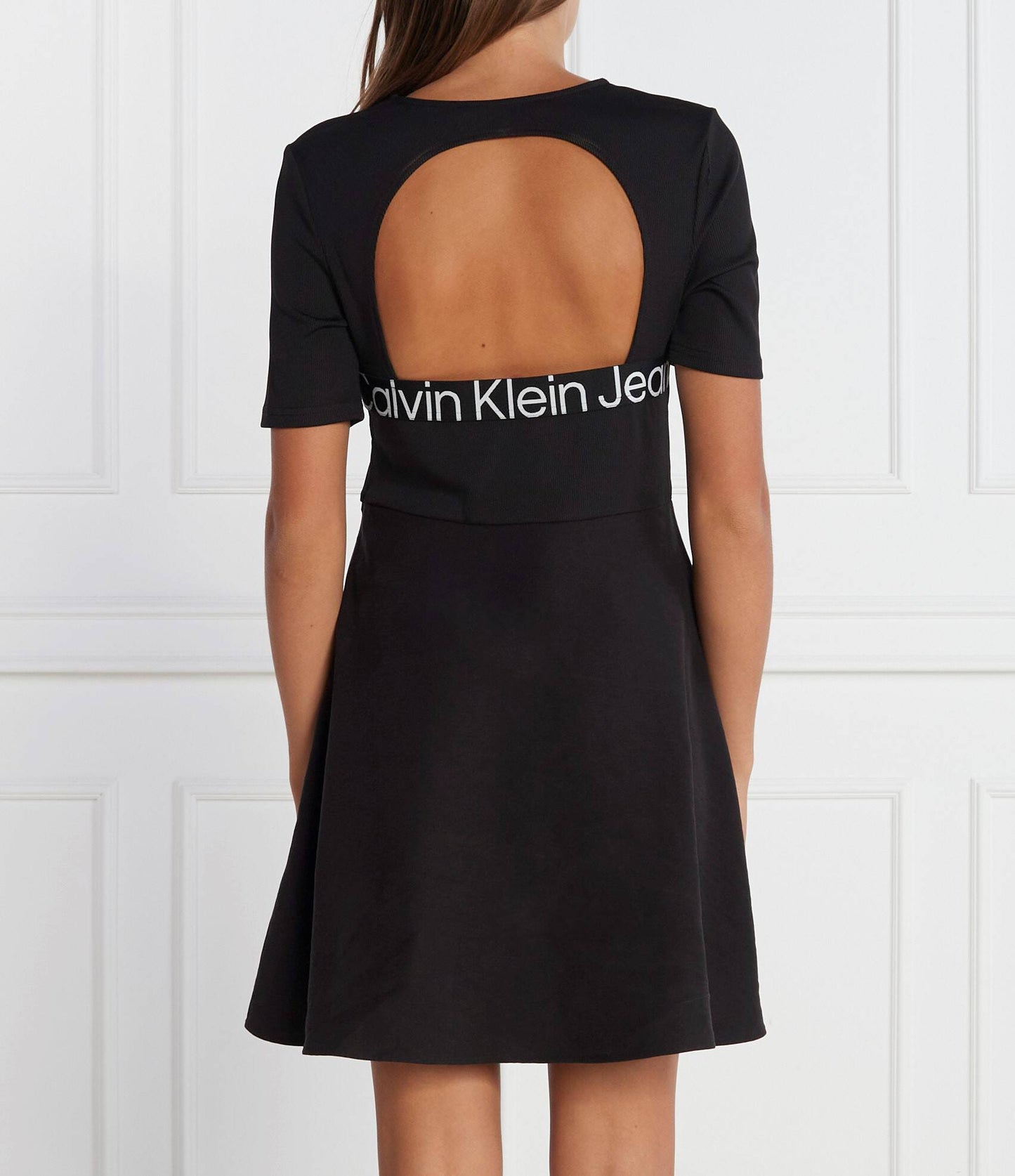 Short Sleeve Logo Elastic Dress Ck Black / L