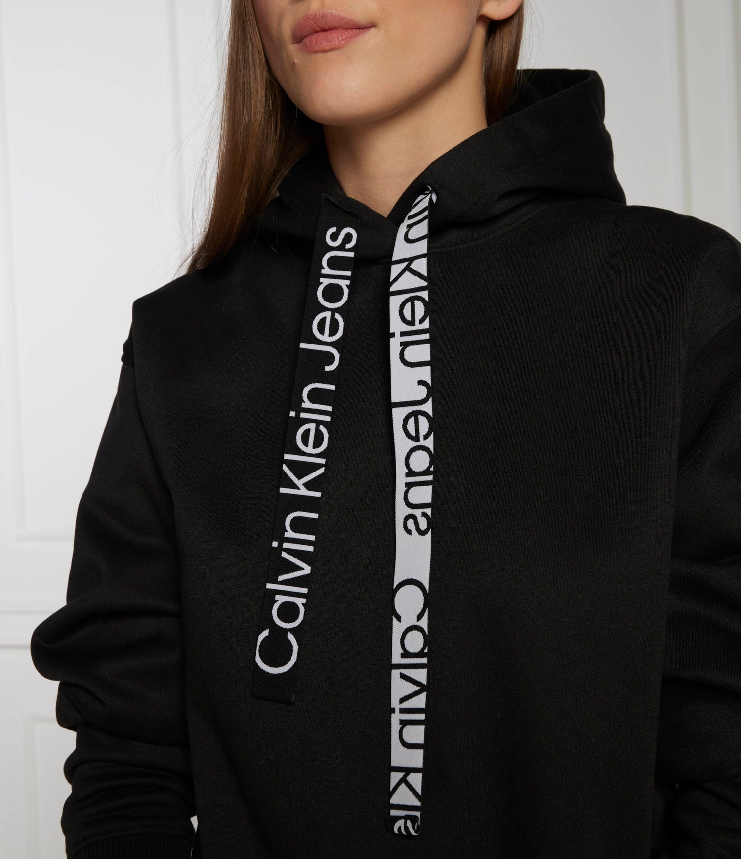 Logo Drawcord Hoodie Ck Black/Bright White / S