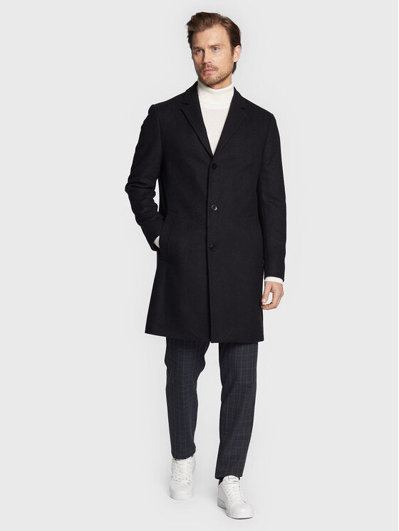 Recycled Wool Cashmere Coat Ck Black / L