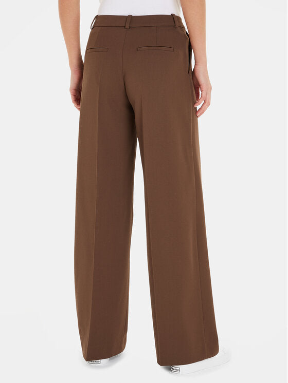 Wool Twill Extra Wide Leg Pant Brown Kelp / 36