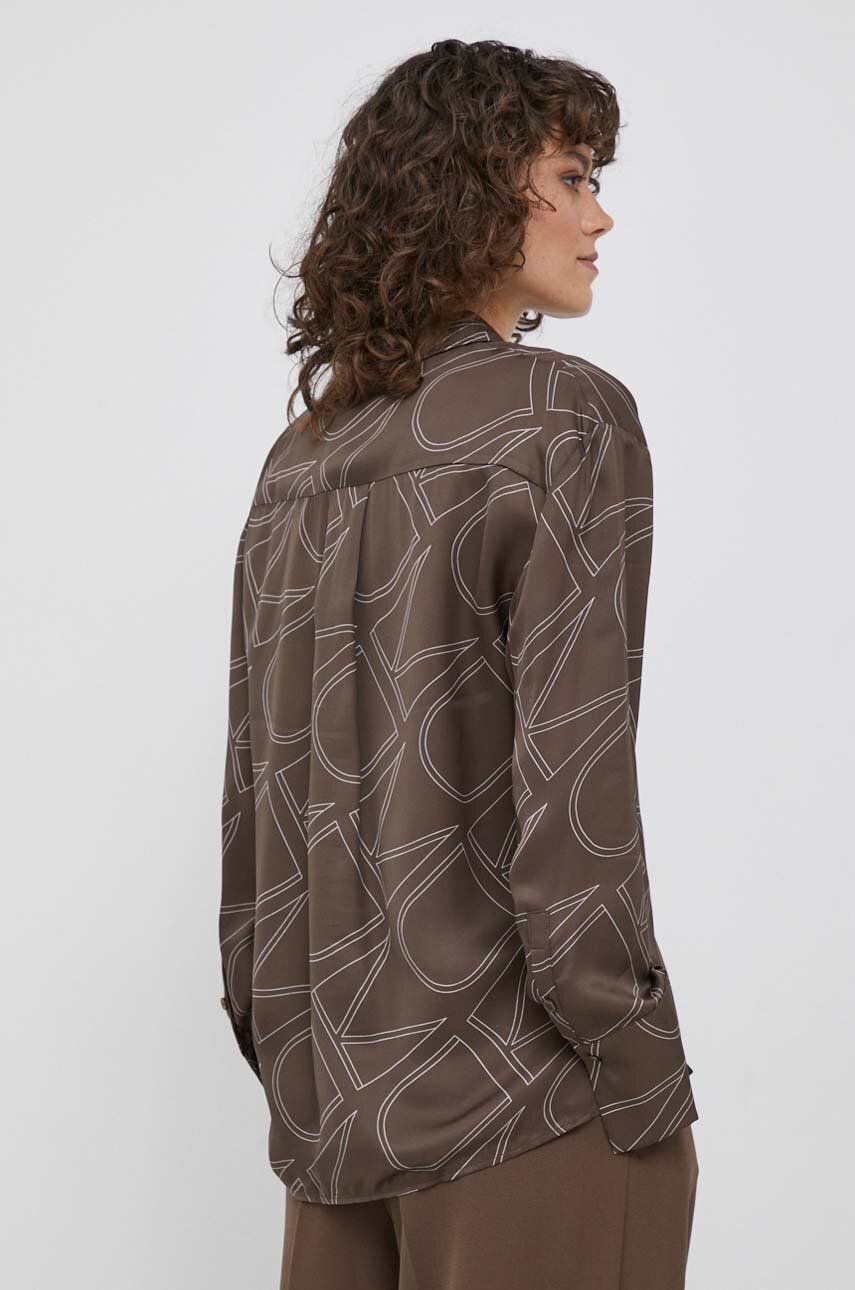 Viscose Twill Print Shirt Monogram Print / Brown Kelp / 42