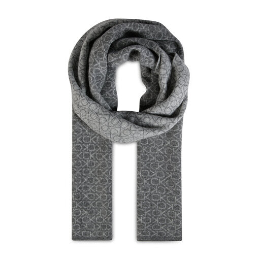 Ck Monogram Wool Scarf Medium Charcoal / OS