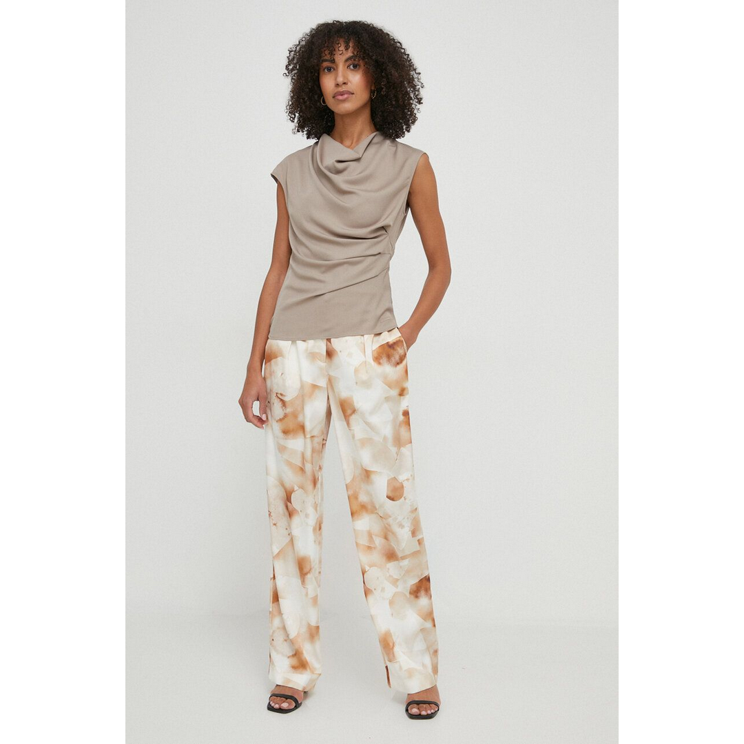 WATERCOLOR SATIN SHINE PANT Watercolour Collage Print / Sunburn / 42