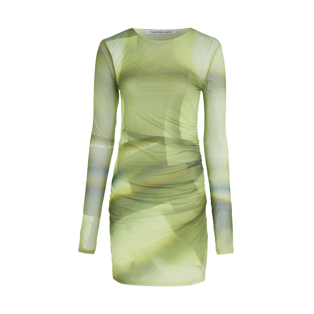 ILLUMINATED AOP MESH DRESS Green Illuminated Aop / L