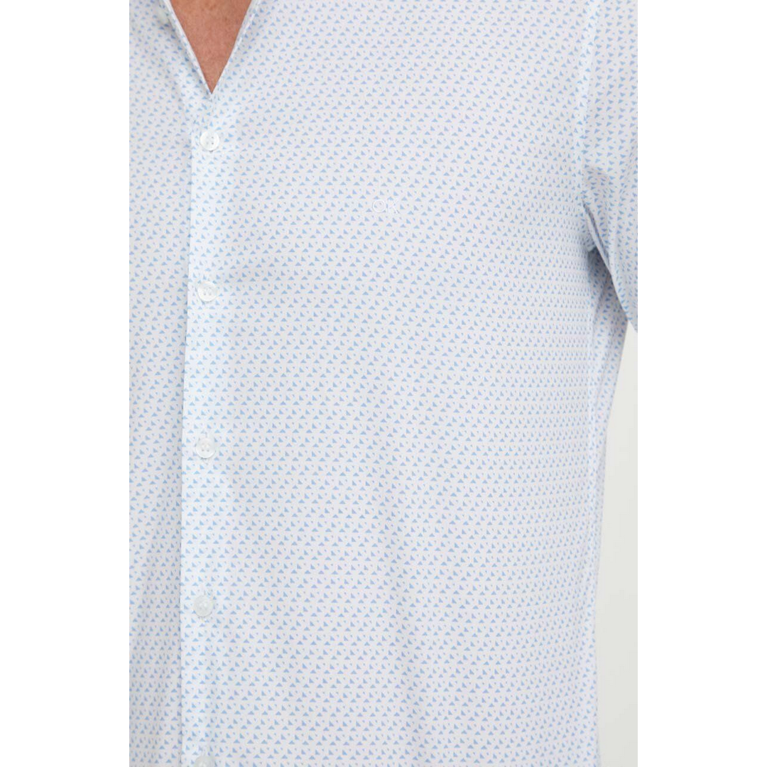 POPLIN PRINT SLIM SHIRT Bright White / 42