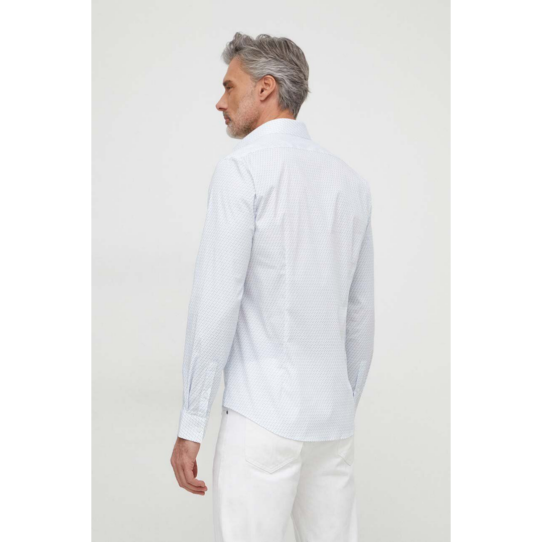 POPLIN PRINT SLIM SHIRT Bright White / 42