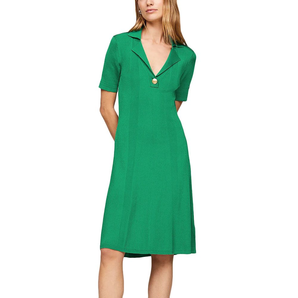 Rib Button F&F Polo Swt Dress Olympic Green / L