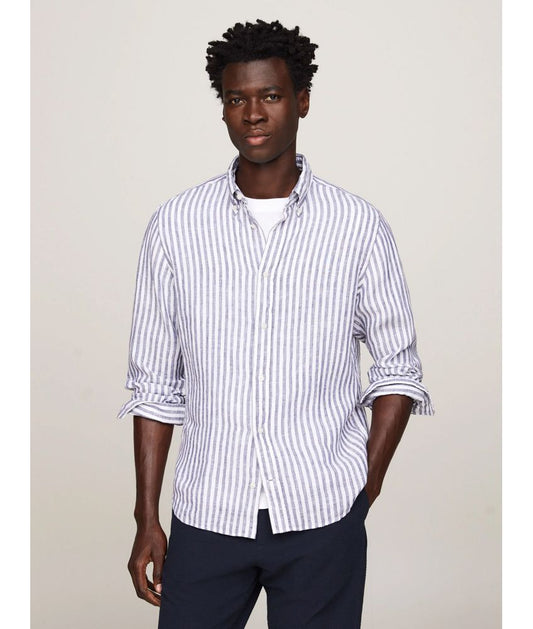 Dc Bold Linen Stripe Shirt Th Dark Navy / Optic White / L