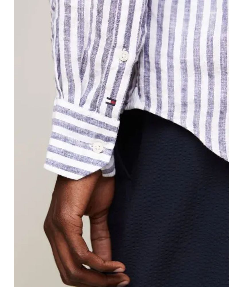 Dc Bold Linen Stripe Shirt Th Dark Navy / Optic White / L