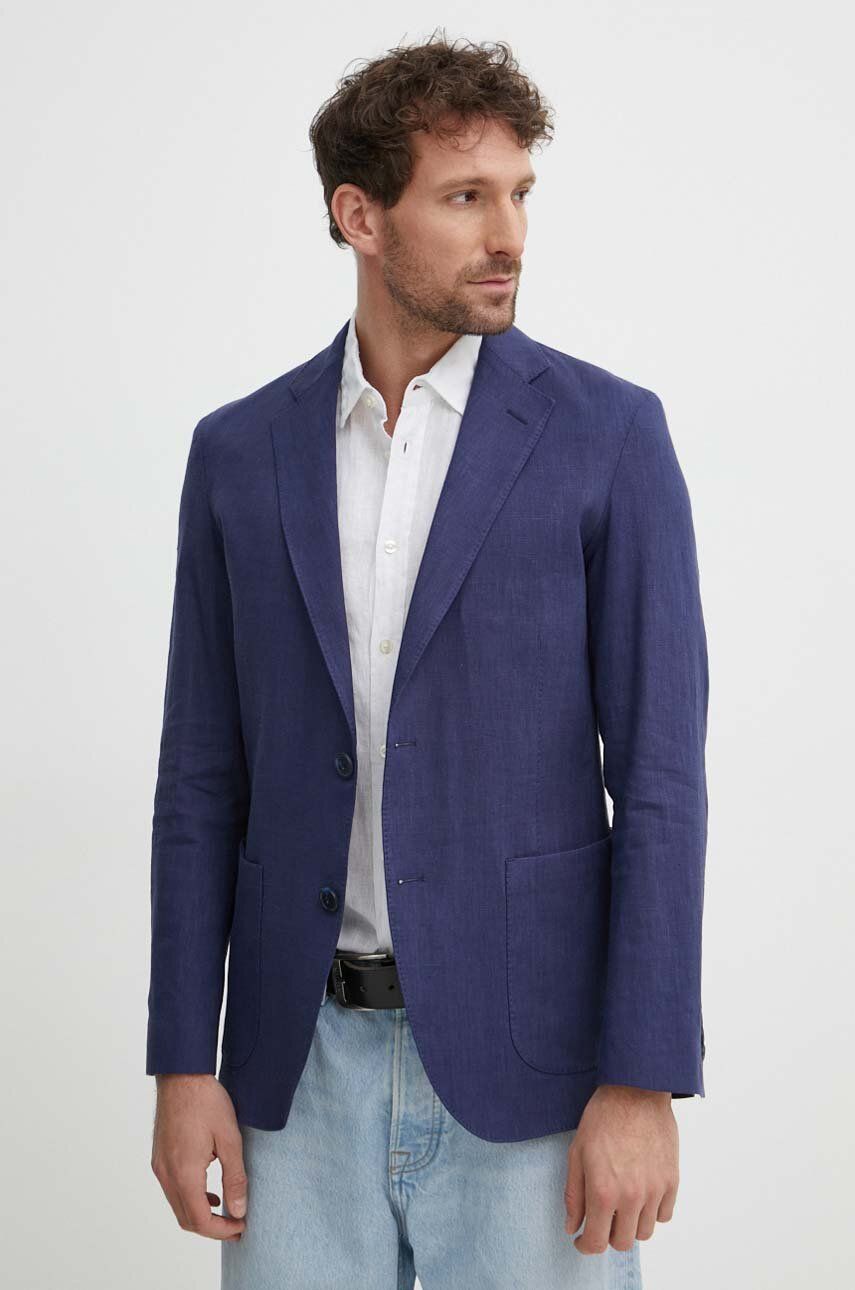 Dc Linen Viscose Blazer Anchor Blue / 48