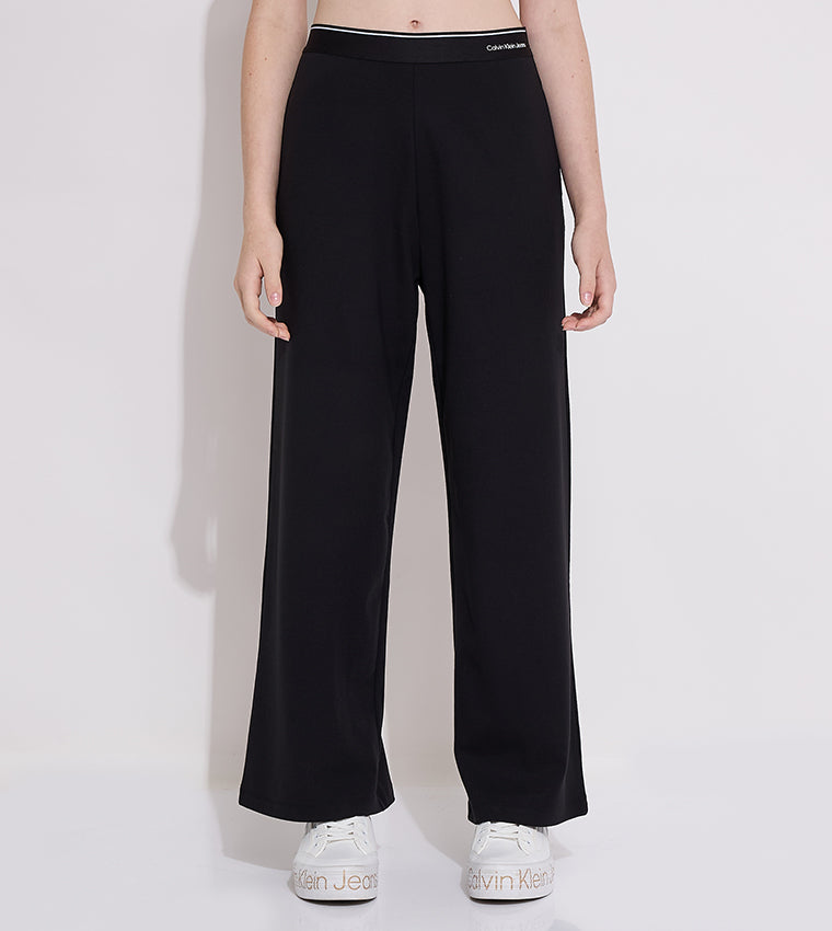 Logo Tape Wide Leg Punto Pants Ck Black / 10