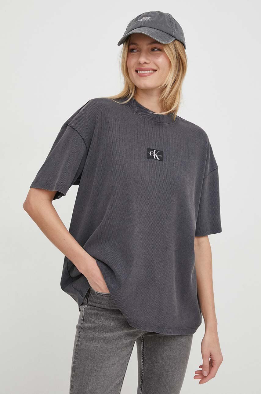 Washed Rib Label Boyfriend Tee Washed Black / L