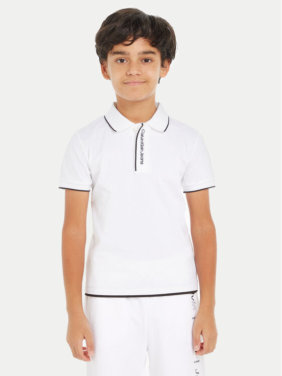 Intarsia Logo Pique Polo Bright White / 10