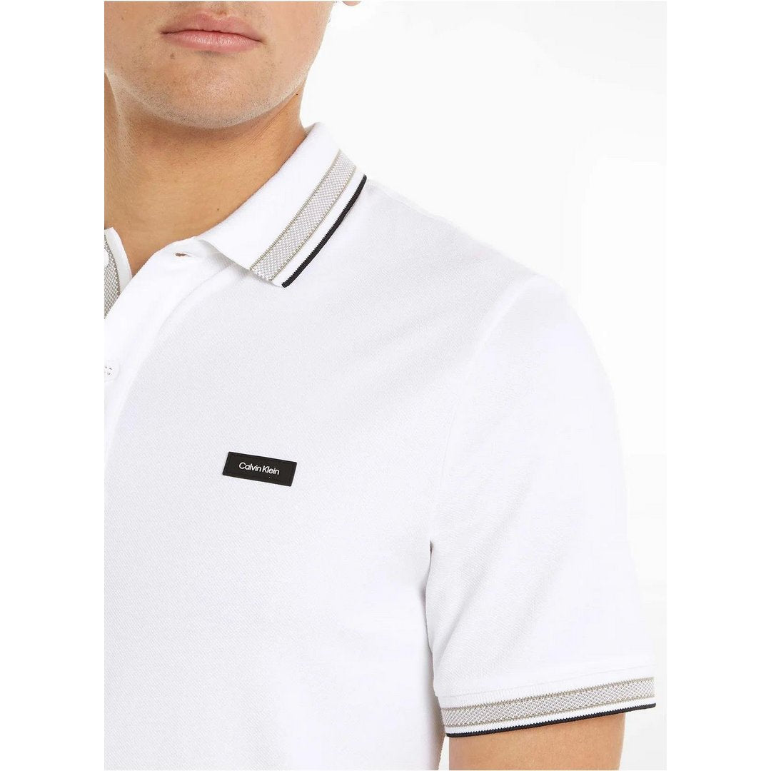 Stretch Pique Multi Tipping Polo Bright White Base / London Fog / L