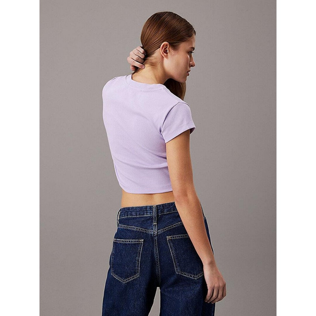 Woven Label Rib Baby Tee Pastel Lilac / L