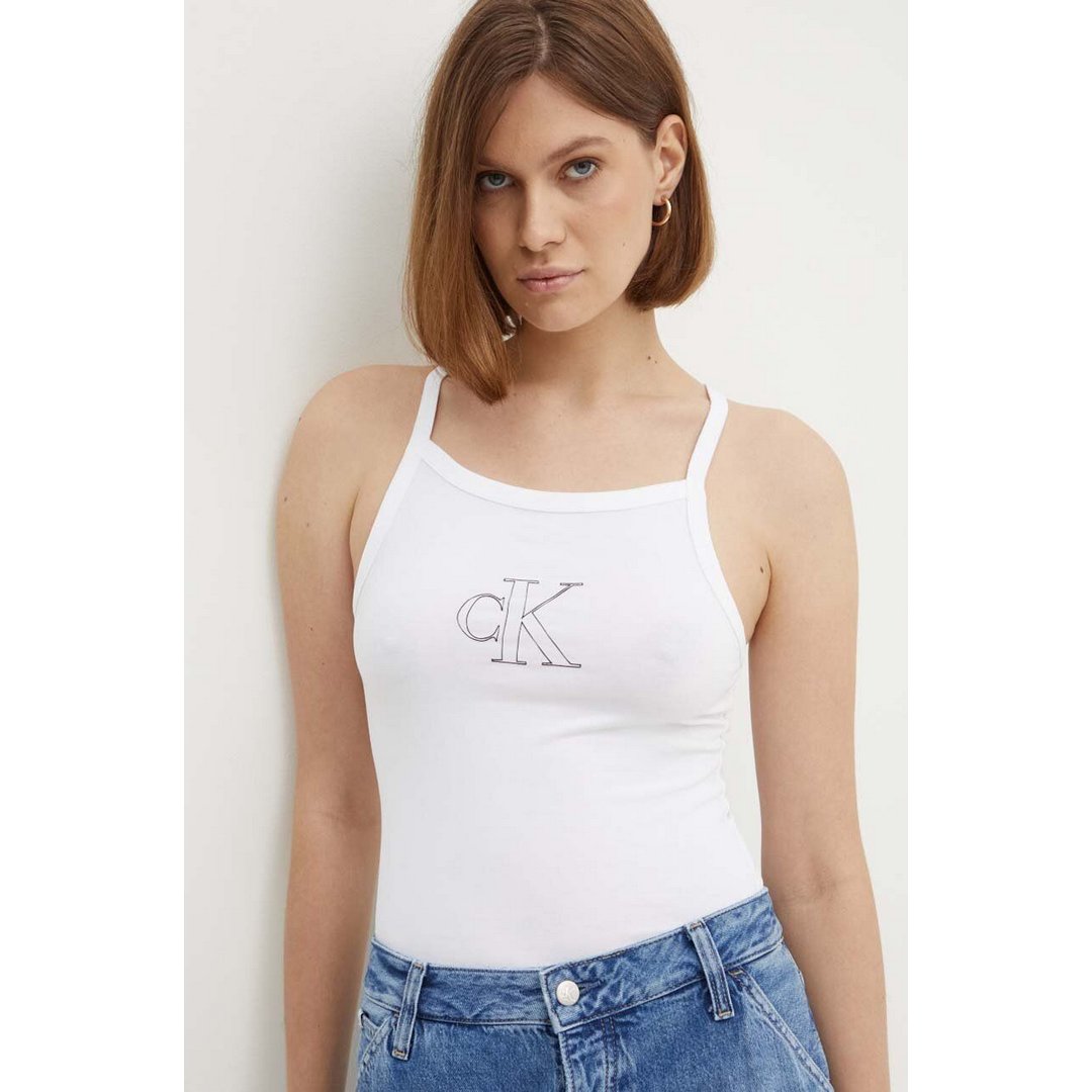 Outlined Ck Strappy Tank Bright White / L