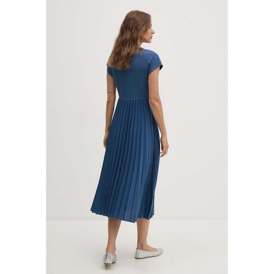 5X2 Rib Mk-Nk Pleat Midi Drs Ss Fossil Blue / SM