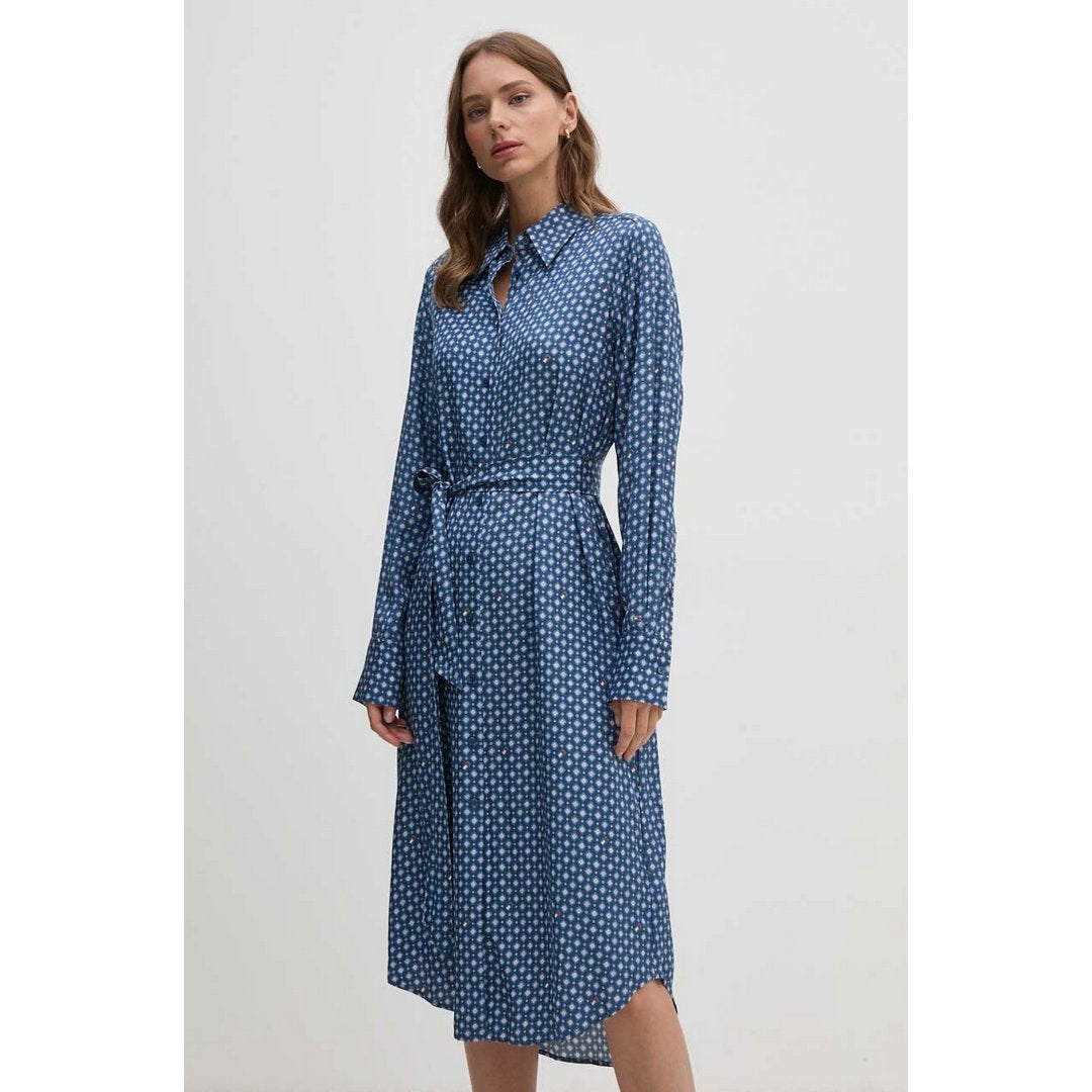 Foulard Knee Shirtdress Heritage Foulard/ Fossil Blue / 42