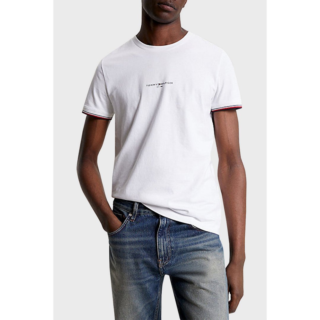 Tommy Logo Tipped Tee White / L