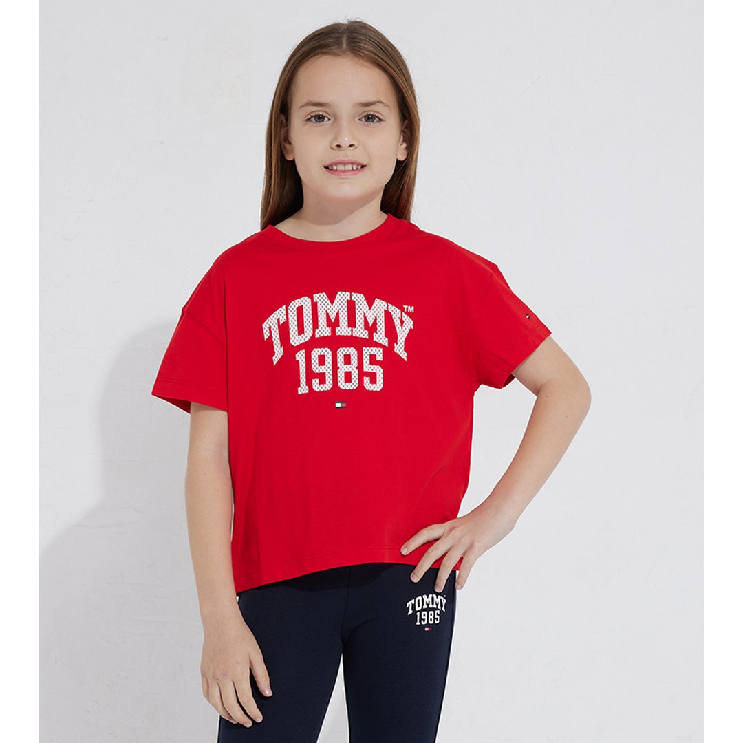 Tommy Varsity Tee S Deep Crimson / Cotton Candy / 7