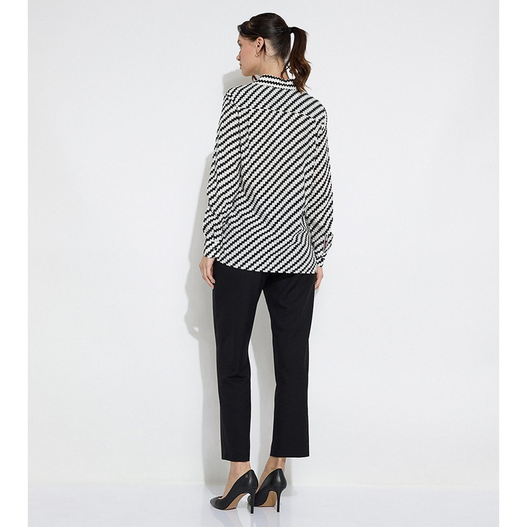 Zigzag Printed Shirt/ 0La/ 42 Mini Flag All Over Embr / White / 38