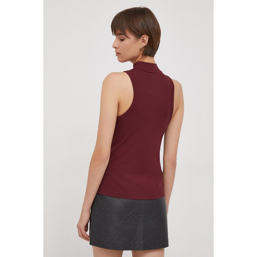 Slim 5X2 Rib Mock-Nk/ Vlp/ L Deep Rouge / M