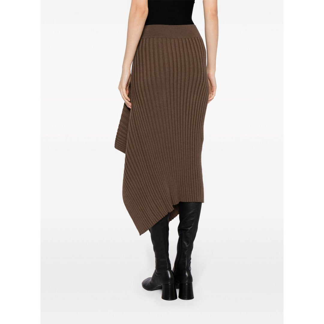 Asymmetric Knit Skir Brown Kelp / XS