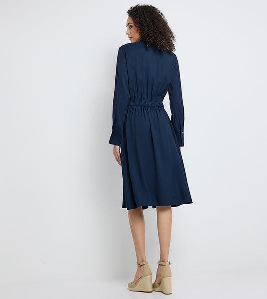 Soft Vis Colarless Shirt Dress Dark Night Navy / 42