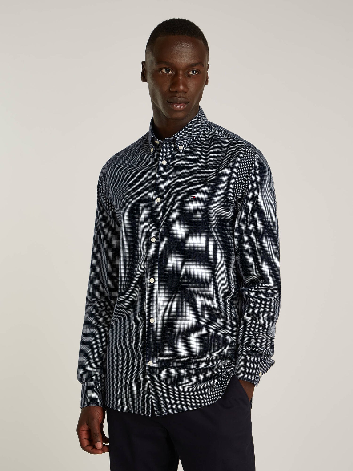 Micro Print Sf Shirt Carbon Navy / Ecru / L