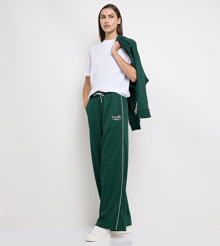 Script Graphic Wide Leg Pant Ornamental Green / L