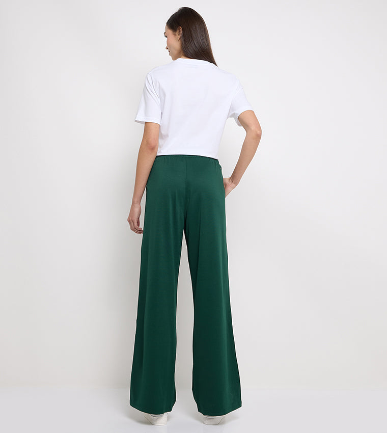 Script Graphic Wide Leg Pant Ornamental Green / L