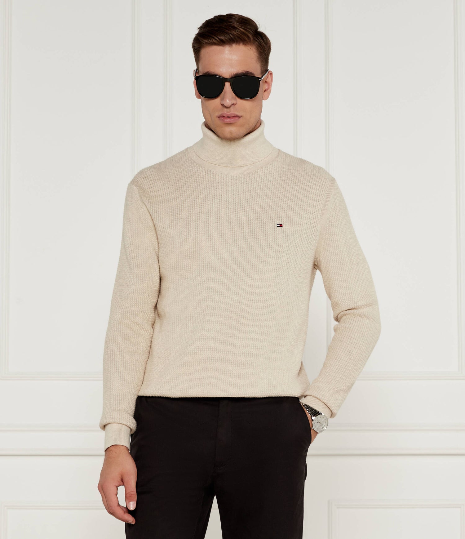 Structure Roll Neck Heathered Oatmilk / L