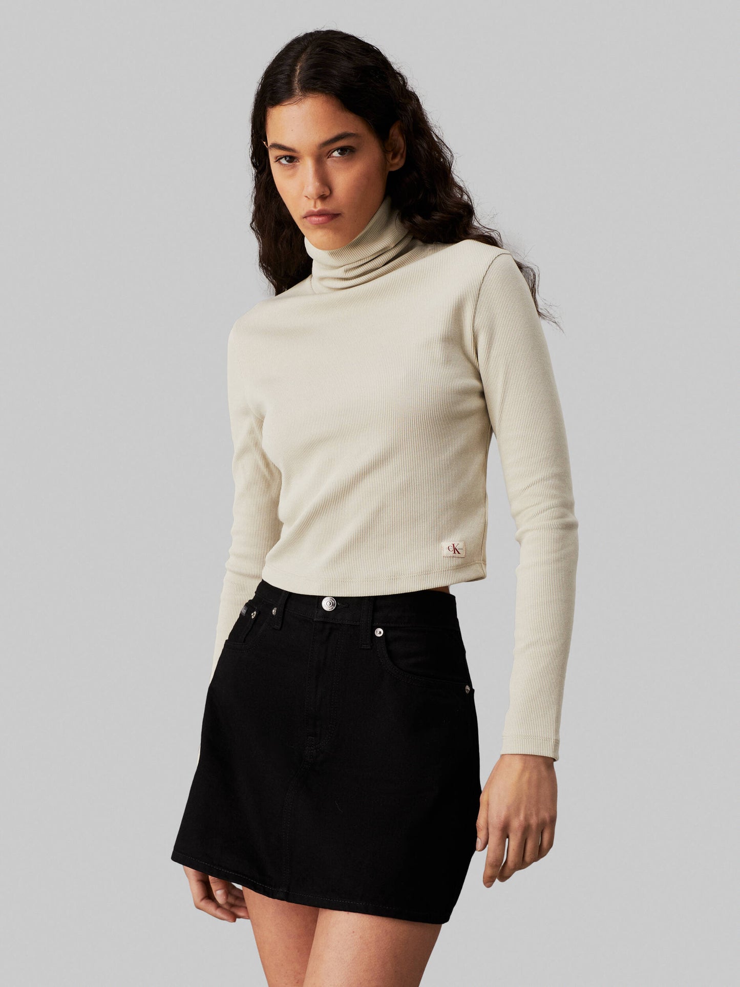 Woven Label Rib Rollneck Pelican / M