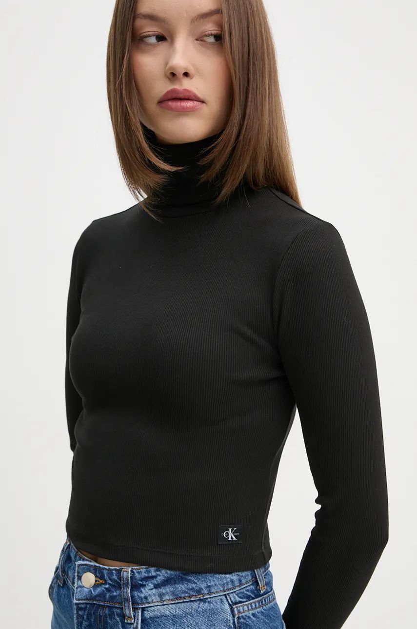 Woven Label Rib Rollneck Ck Black / M